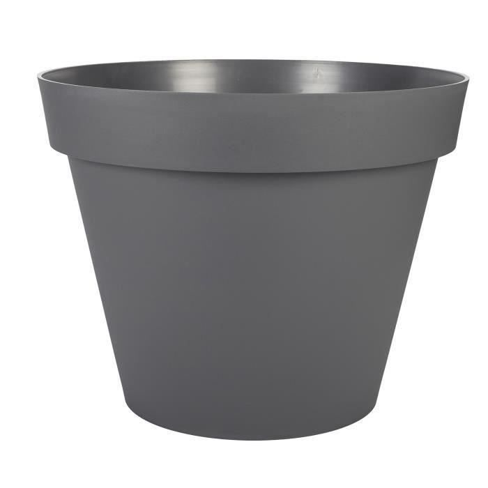 EDA Pot de fleur rond Toscane - Ø 60 x H 47 cm - 76 L - Gris anthracite