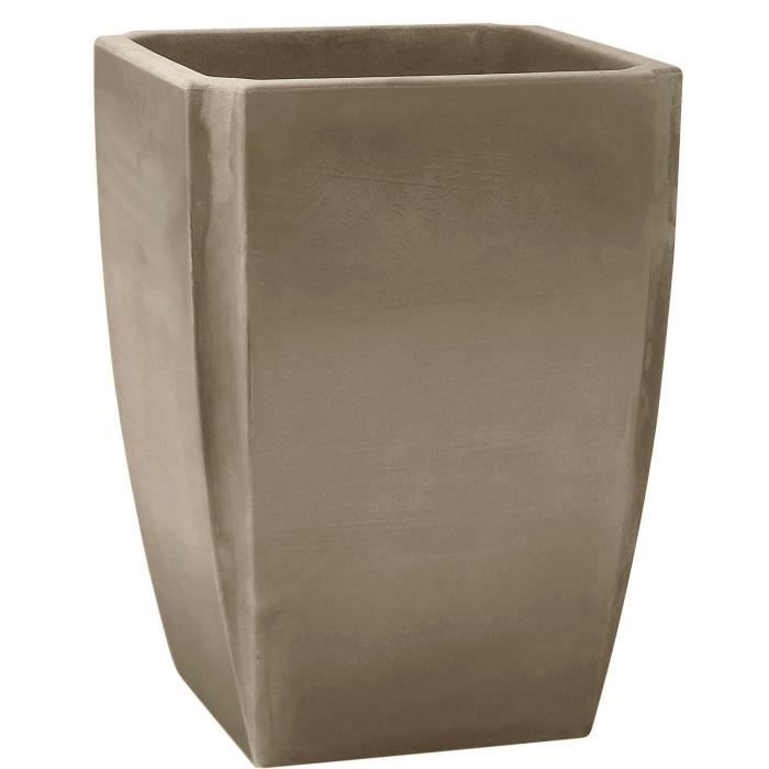 Bac a Arbustes Vase Haut PALMEA 65 L - Double Paroi - Réserve d'Eau Intégrée - 47 x 47 x 65 cm - Taupe - EDA