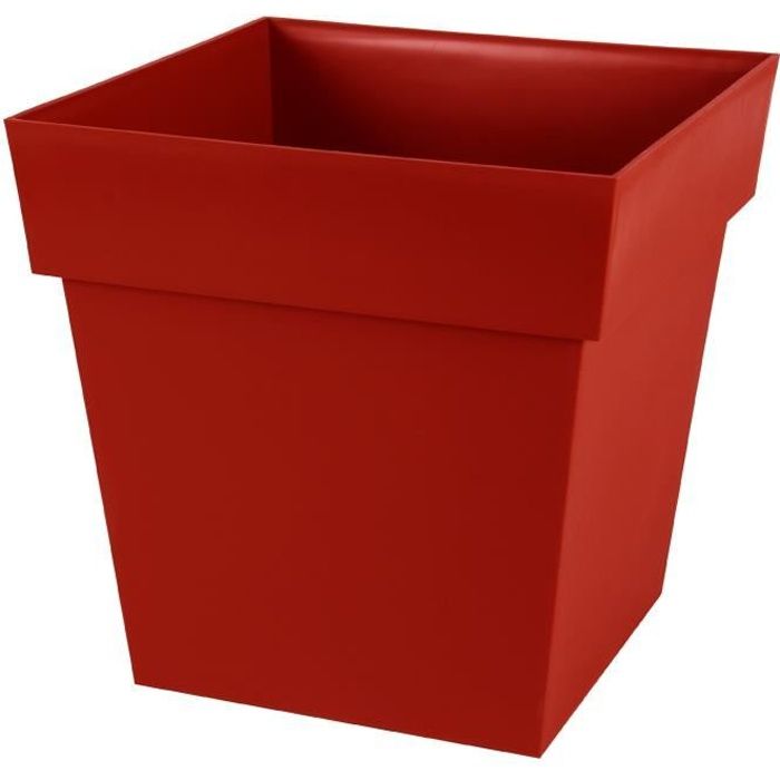 Pot de fleur carré Toscane - EDA PLASTIQUE - Rouge rubis - 38 L - 39x39xH39cm