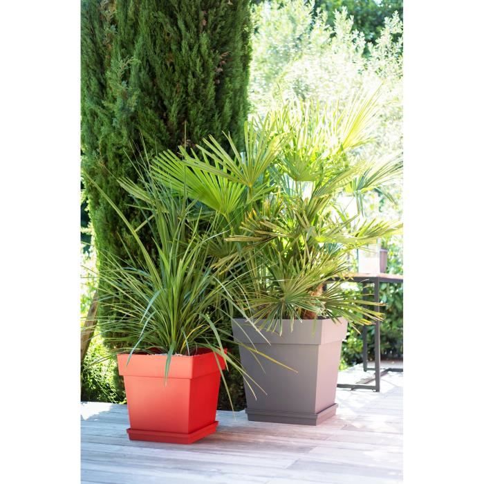 EDA Pot carré Toscane - 50 cm - 87 L - Taupe