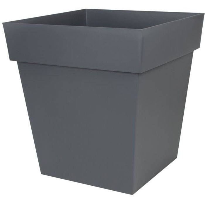 Pot carré Toscane - EDA PLASTIQUE - 50 cm - 87 L - Gris Anthracite