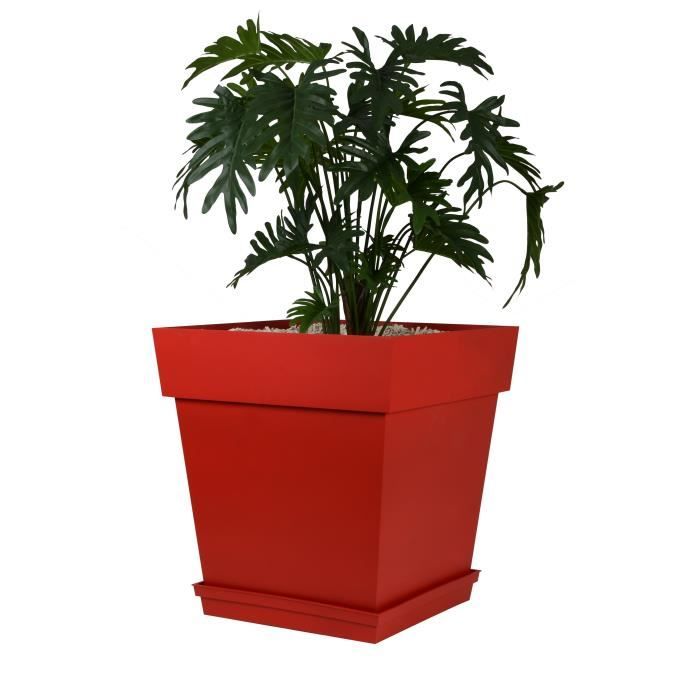 EDA Pot carré Toscane - 50 cm - 87 L - Rouge