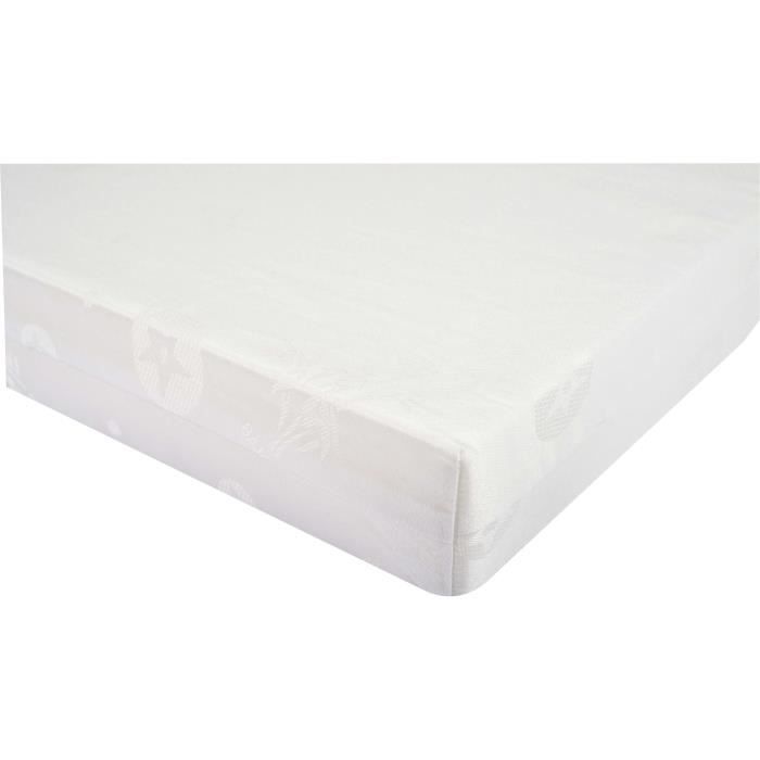 Matelas bébé droit - DOMIVA - Polybambou - Déhoussable, lavable - Blanc