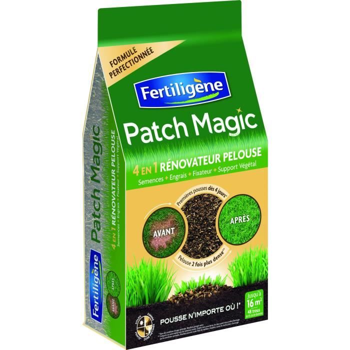 Engrais gazon - FERTILIGENE - Patch Magic - Formule 4 en 1 - Mix de 3 semences - Levée rapide