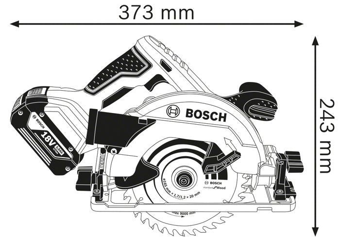 Scie circulaire Bosch Professional GKS 18V-57 G + 2 batteries 4,0Ah + chargeur GAL 18V-40 + L-BOXX  - 06016A2106