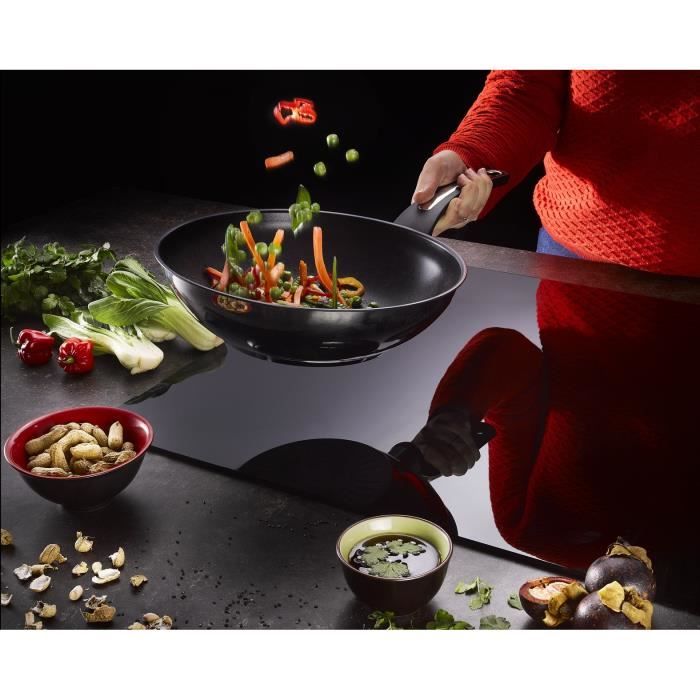 TEFAL Emotion Wok 28 cm, Induction, Revetement antiadhésif, Poignée robuste, Garantie 10 ans E3001904