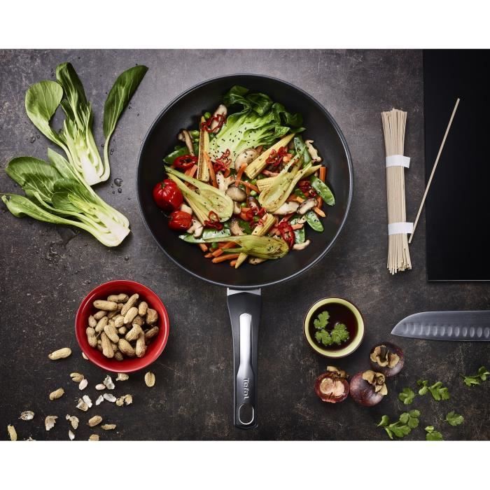 TEFAL Emotion Wok 28 cm, Induction, Revetement antiadhésif, Poignée robuste, Garantie 10 ans E3001904