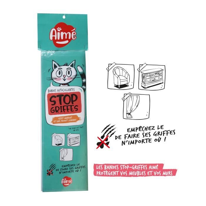 Stop griffe adhésif - AIME - Pour chat - 24 bandes autocollantes - Facile a utiliser