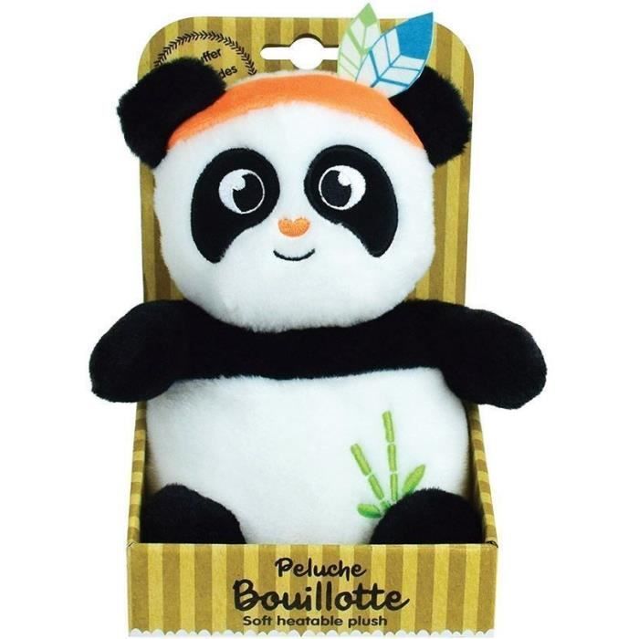 Peluche bouillotte INDIAN PANDA - JEMINI - H 21 cm - Blanc et noir - Bébé