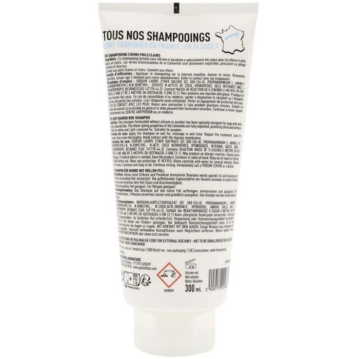 Shampoing - VETOCANIS - BIO000488 - Chien poils clairs - 300 ml