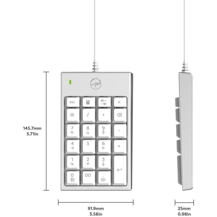 Pavé Numérique - MOBILITY LAB - MAC Silver - Filaire - USB - Blanc