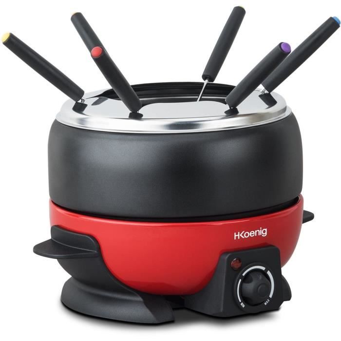 Fondue électrique 6 personnes - H.Koenig - ALP1800 - 800 W - Rouge / Noir