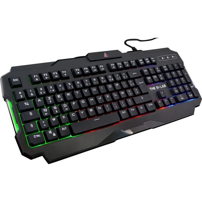 Pack Gamer 4 en 1 - The G-Lab - COMBO ACTINIUM - Souris Filaire - Clavier Filaire - Casque Sans Fil - Tapis de Souris