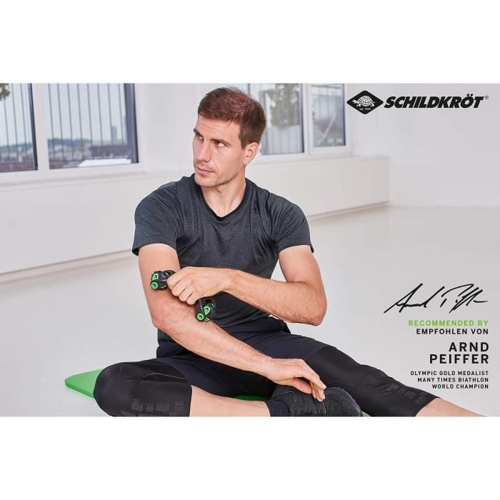 Rouleau de massage / fitness - SCHILDKROT - Ergonomique - Diametre 55 mm - 19 cm - Noir et Vert