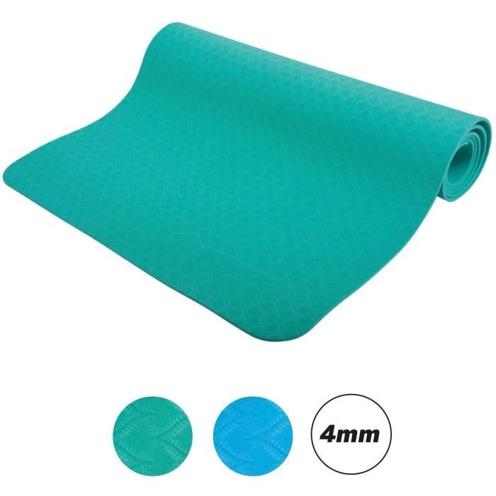 Tapis de yoga - Schildkröt - 183 cm - Bleu - Epaisseur 4 mm - Antidérapant