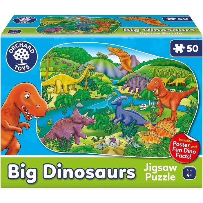 Puzzle Les dinosaures - ORCHARD - 50 pieces - Développe la coordination et les compétences observationnelles