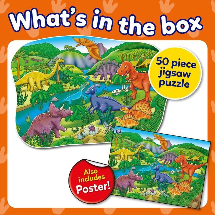 Puzzle Les dinosaures - ORCHARD - 50 pieces - Développe la coordination et les compétences observationnelles