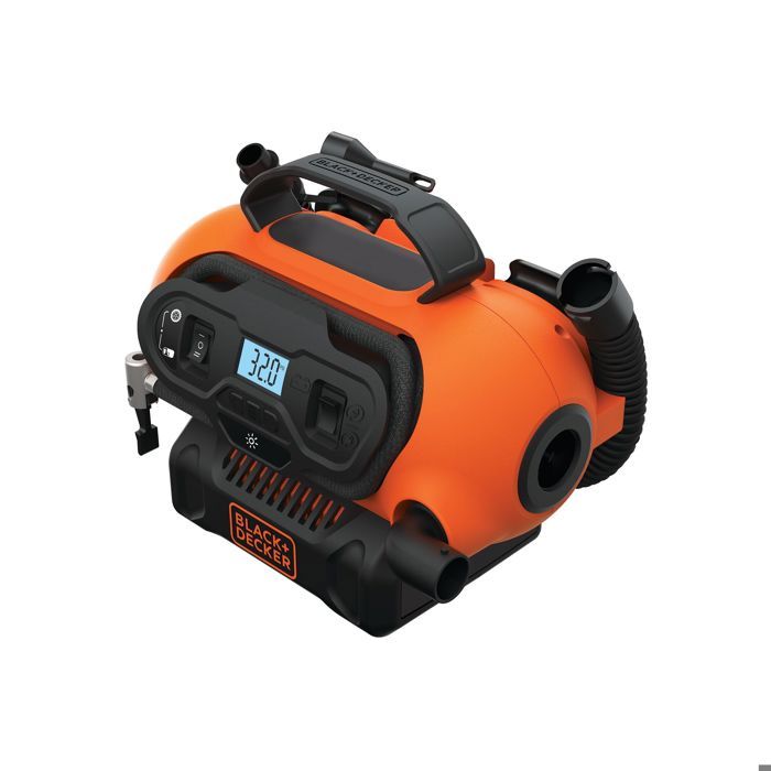 Gonfleur-Compresseur Filaire ou sans-fil 18V / 220V BLACK+DECKER - 11 barss/160 PSI (Livré avec 3 Aiguilles) - BDCINF18N-QS