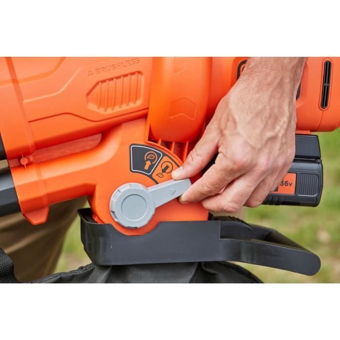 Aspirateur-souffleur-broyeur BLACK+DECKER 36V - Avec batterie et chargeur - Sac 45L