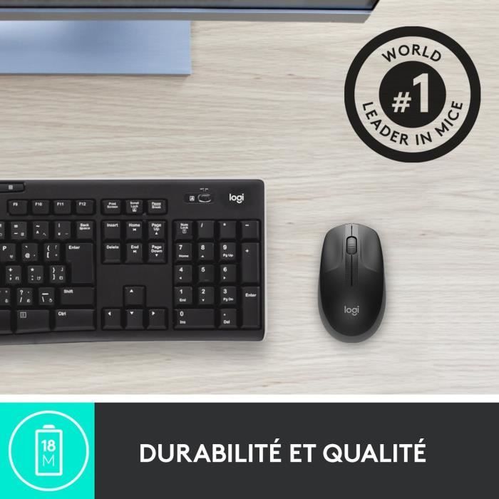 Souris sans fil ergonomique - Logitech - M190 - Noir