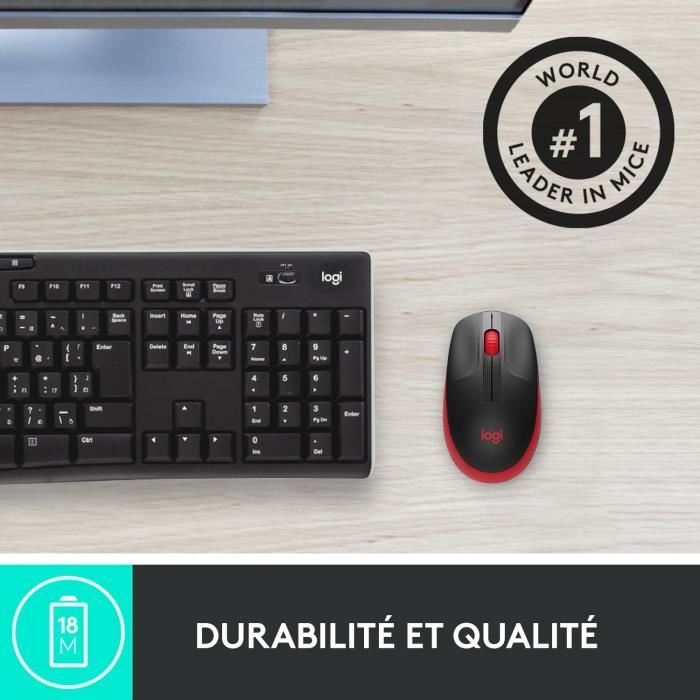 Souris sans fil ergonomique - Logitech - M190 - Rouge