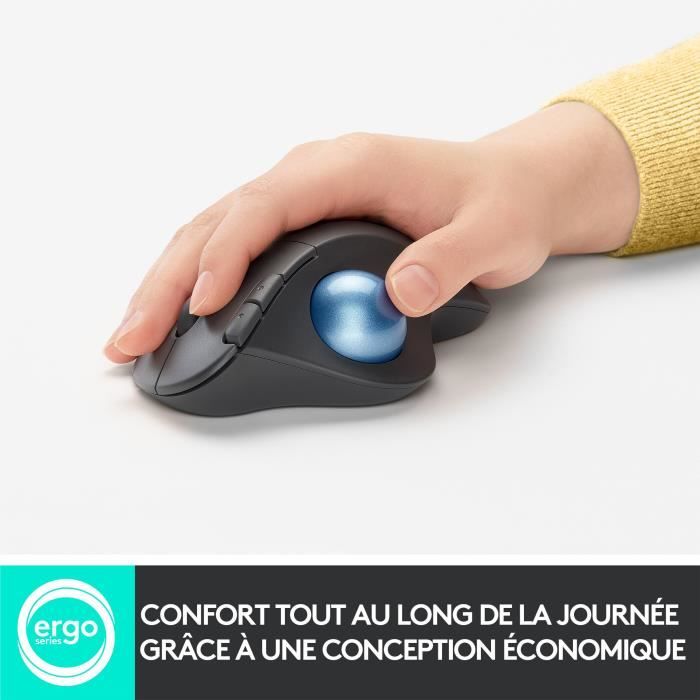 Souris Logitech sans fil ergonomique ERGO M575 - GRAPHITE