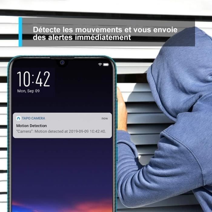 Caméra Surveillance WiFi - TP-Link Tapo C200 - 1080P avec 360° PTZ - Vision Nocturne Détection de Mouvement - pour bébé ou animaux