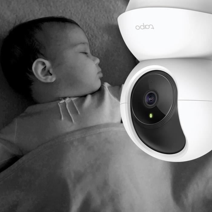 Caméra Surveillance WiFi - TP-Link Tapo C200 - 1080P avec 360° PTZ - Vision Nocturne Détection de Mouvement - pour bébé ou animaux