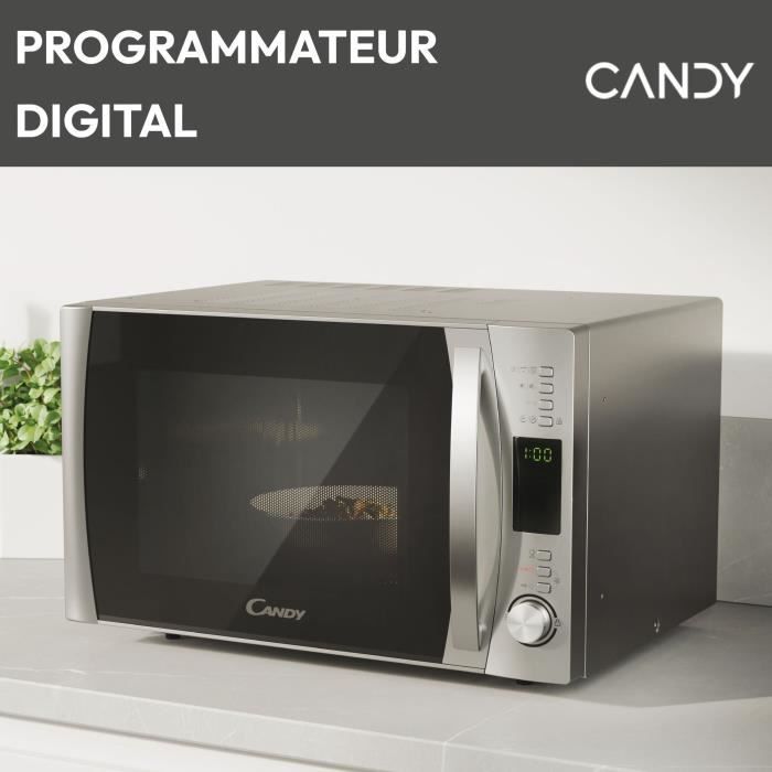 Micro-ondes Gril Candy Essenza - CMXG30DS - 900W - 30L - Argent - Fonction Décongélation - 5 Niveaux de Puissance - 10 Menus Auto