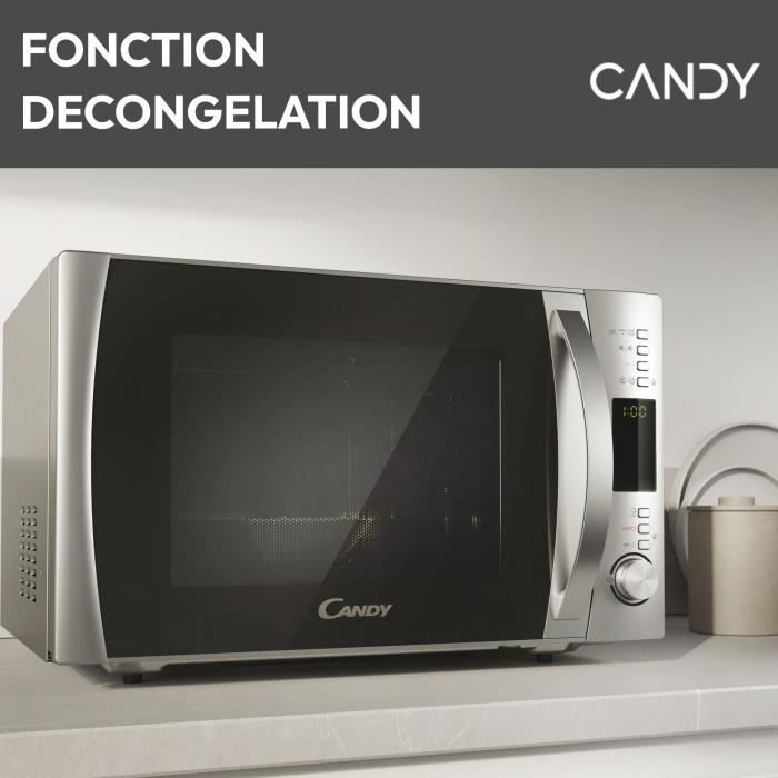 Micro-ondes Gril Candy Essenza - CMXG30DS - 900W - 30L - Argent - Fonction Décongélation - 5 Niveaux de Puissance - 10 Menus Auto