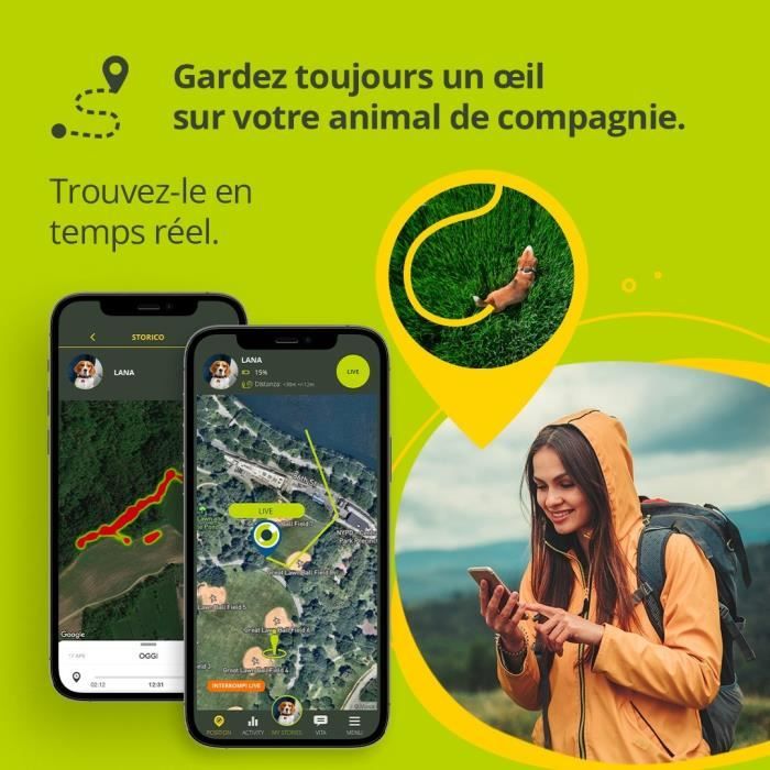 KIPPY - Collier GPS pour Chiens et Chats - Evo - 38 GR - Waterproof - Green Forest