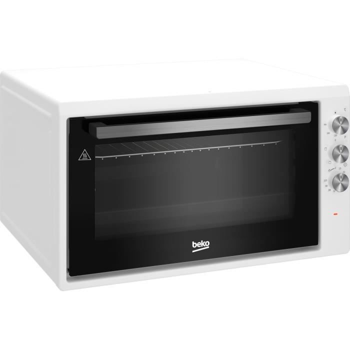 Mini-four - BEKO - BC50W - 50 L - Convection naturelle - 4 fonctions - 2 vitres - Contre-porte plein verre amovible - Blanc