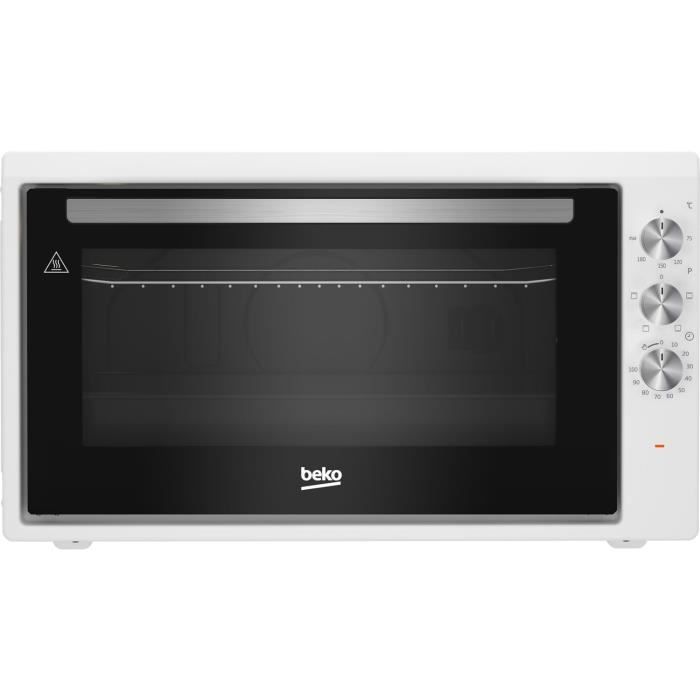 Mini-four - BEKO - BC50W - 50 L - Convection naturelle - 4 fonctions - 2 vitres - Contre-porte plein verre amovible - Blanc