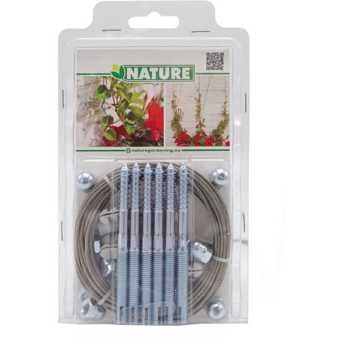 Treillis métallique - NATURE - Kit de palissage pour plantes grimpantes - fil de fer galvanisé Ø1,8 mm x 10 m