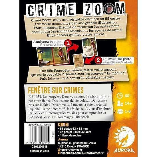 Aurora Jeu de stratégie Crime Zoom Fenetre sur crime - 9782491629045