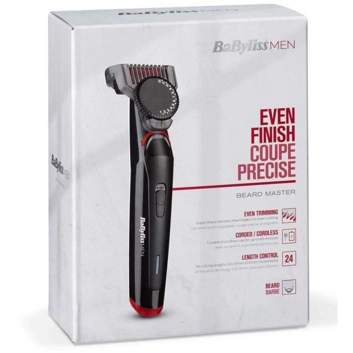 Tondeuse a barbe - BABYLISS T861E - Lames 34 mm en acier inoxydable - Avec ou sans fil - 1 guide de coupe