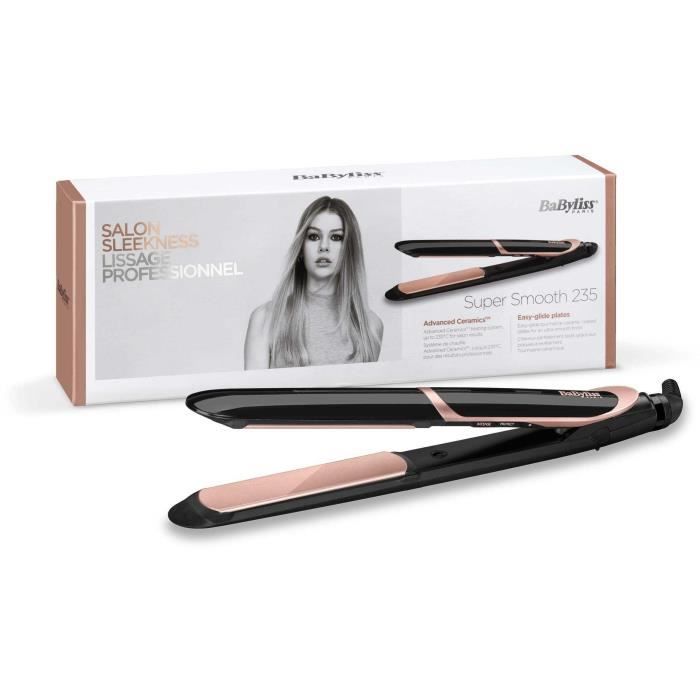 Lisseur Super Smooth 235 - BABYLISS - ST391E - Tourmaline-céramique - 6 températures de 140°C a 235°C