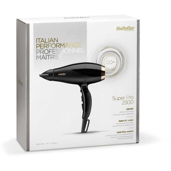 Seche-cheveux - BaByliss - 6714E Super Pro 2300  - Moteur AC - Fabriqué en Italie