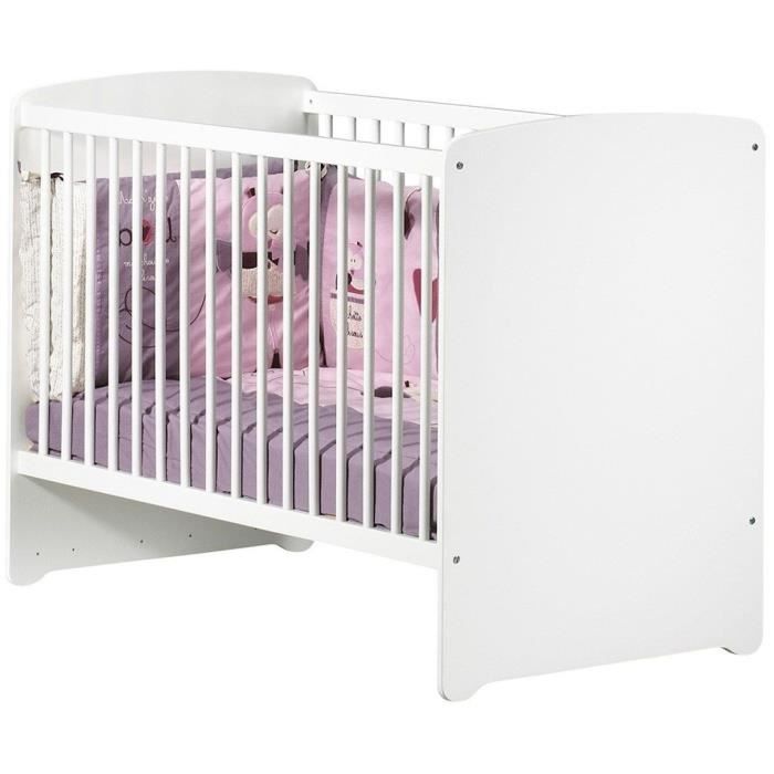 Chambre bébé duo Basic boule: Lit 120x60, commode a langer - Babyprice - Blanc