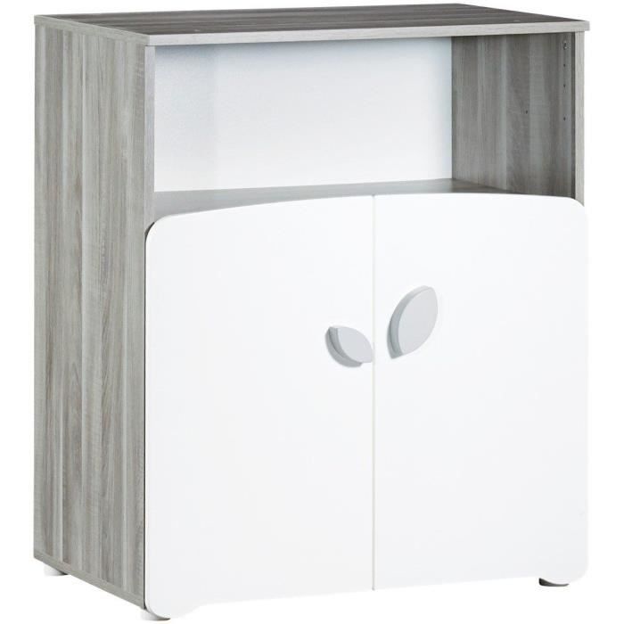 Chambre bébé duo Leaf: lit 120x60, commode a langer - Babyprice - Blanc