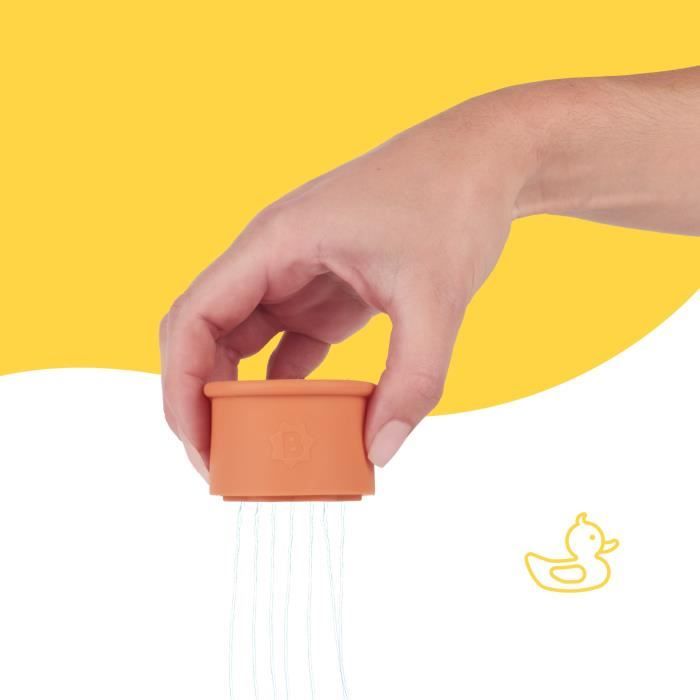 Badabulle Lot de 7 Tasses Empilables Numérotées - Jouets de Bain en Silicone Souple