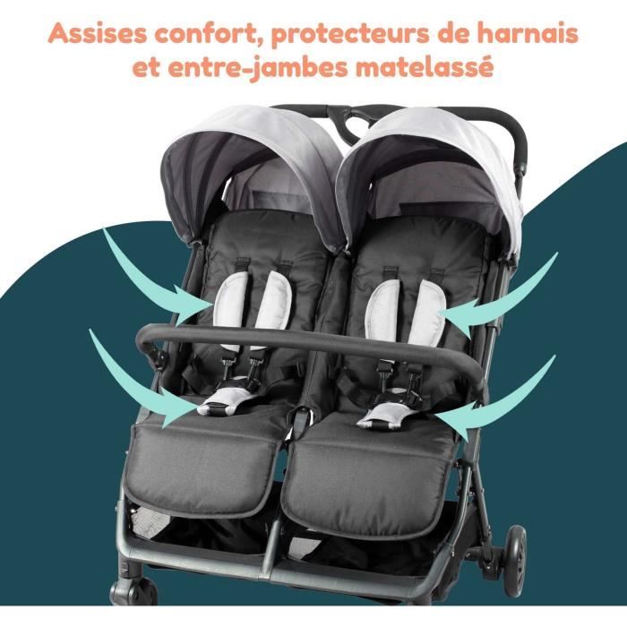 Poussette double BAMBISOL - Pour jumeaux et pour enfants d'âge rapprochés de la naissance a 36 mois