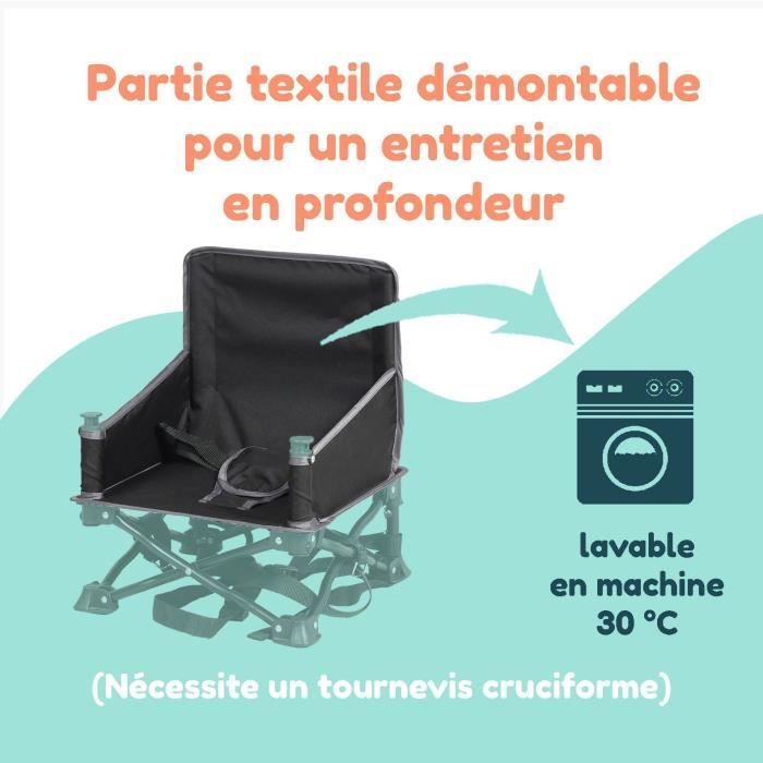 BAMBISOL - Rehausseur Bébé Nomade Evolutif en Chaise Enfant - Tablette Amovible, Pliage Rapide et Compact, Sac de Transport