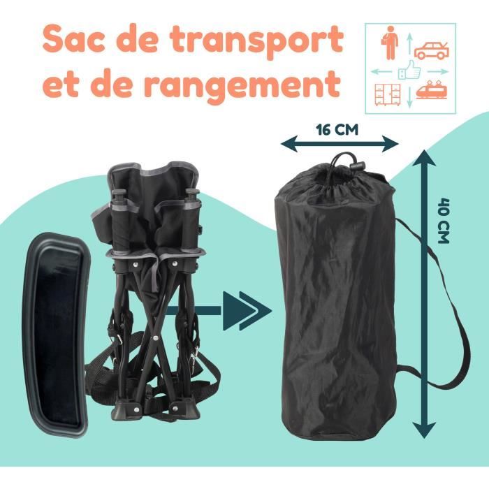 BAMBISOL - Rehausseur Bébé Nomade Evolutif en Chaise Enfant - Tablette Amovible, Pliage Rapide et Compact, Sac de Transport