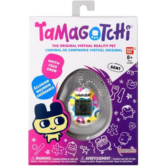 Tamagotchi - BANDAI - Tamagotchi original - Memphis Style - animal électronique virtuel avec écran couleur, 3 boutons et jeux