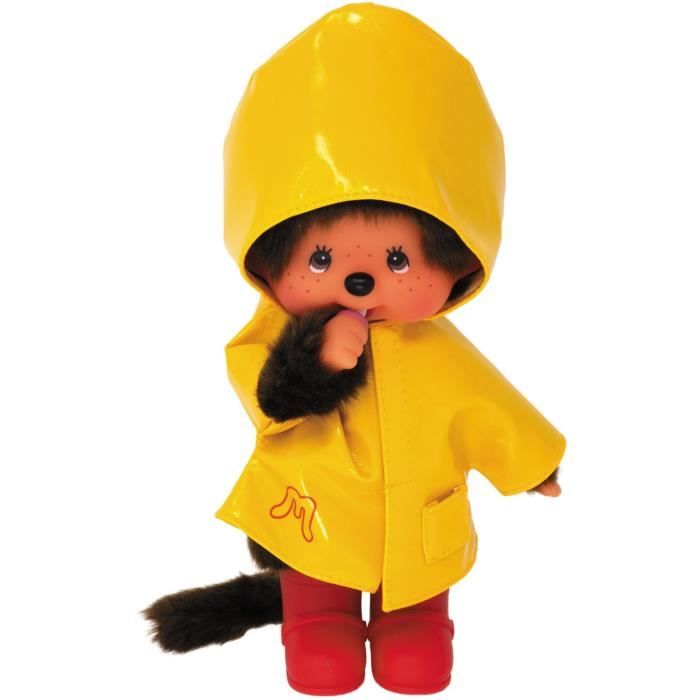 Peluche Monchhichi - BANDAI - Ciré Iconique Jaune - 20 cm