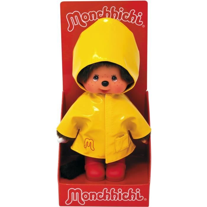 Peluche Monchhichi - BANDAI - Ciré Iconique Jaune - 20 cm