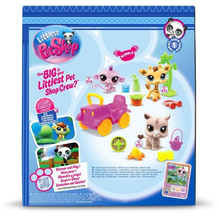 BANDAI - Littlest Pet Shop - Pack Safari - 3 animaux et accessoires - BF00524