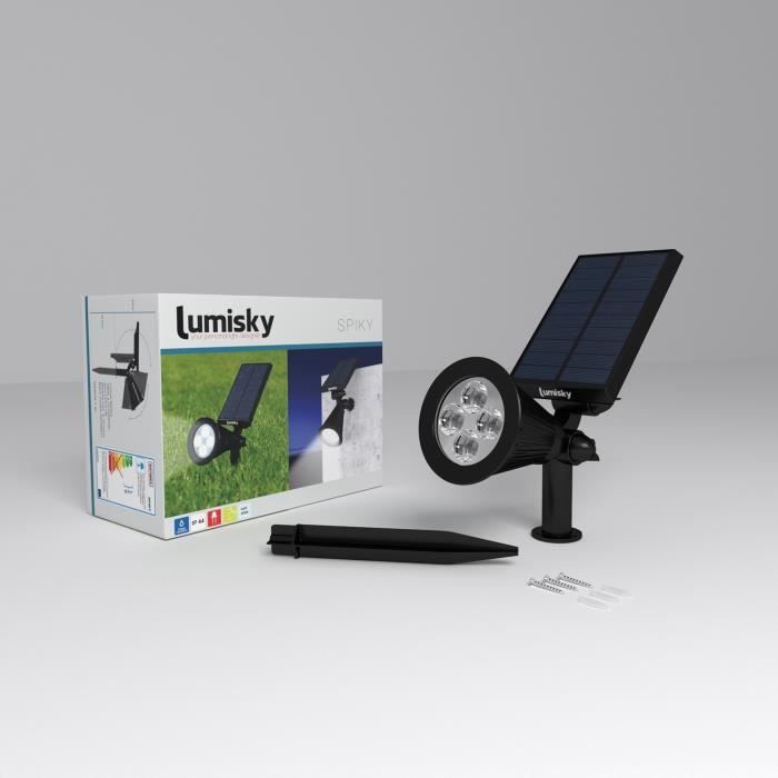 Spot solaire extérieur étanche - LUMISKY - 4 LEDs blanches - 200 Lm - Tete pivotante a 90°C