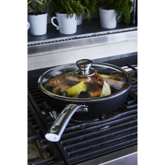 Sauteuse 24 cm + couvercle en verre  BLACK EDITION